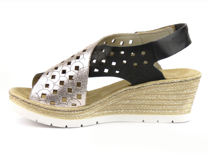 Sandały damskie na koturnie - RIEKER 61946