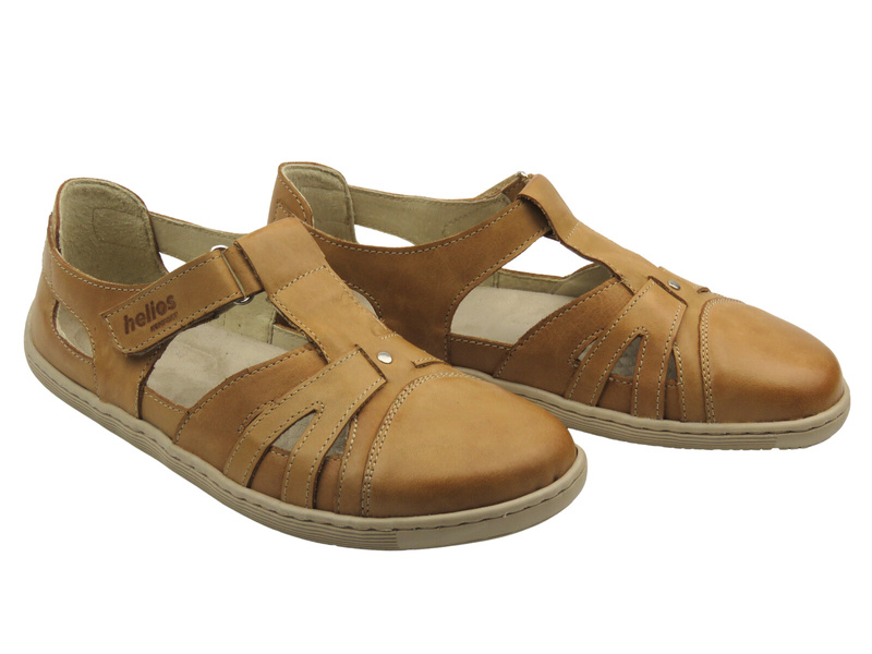 Barefoot skórzane minimalistyczne półbuty damskie jasnobrązowe Helios Komfort 466