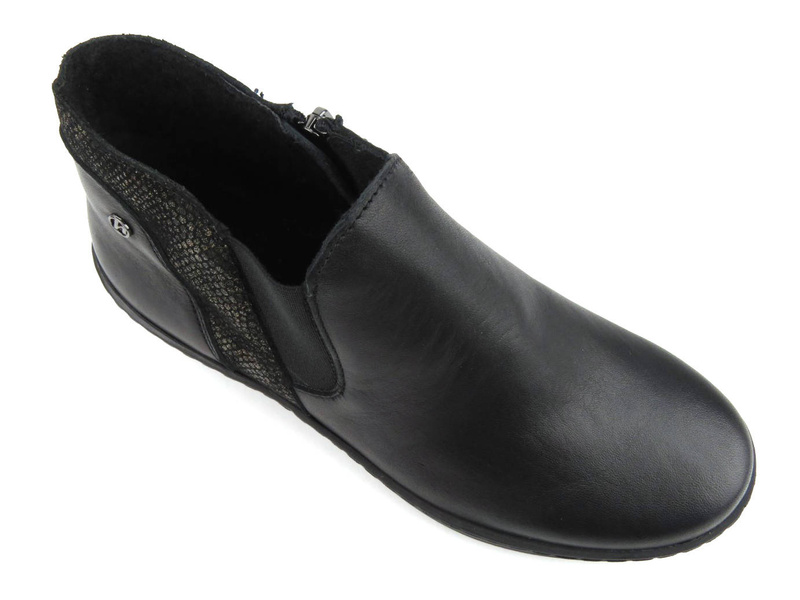 Eleganckie botki damskie na koturnie - HELIOS Komfort 596, czarne 2