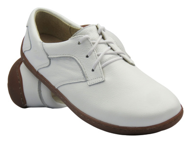 Wygodne półbuty damskie BareFoot Helios Komfort 715-2B, białe