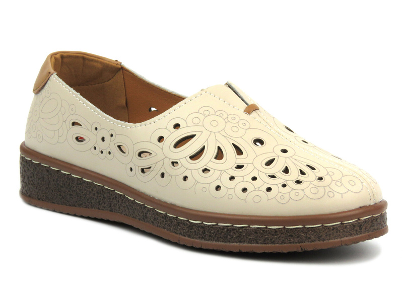 Ażurowe półbuty damskie - Artiker 54C1439, beżowe