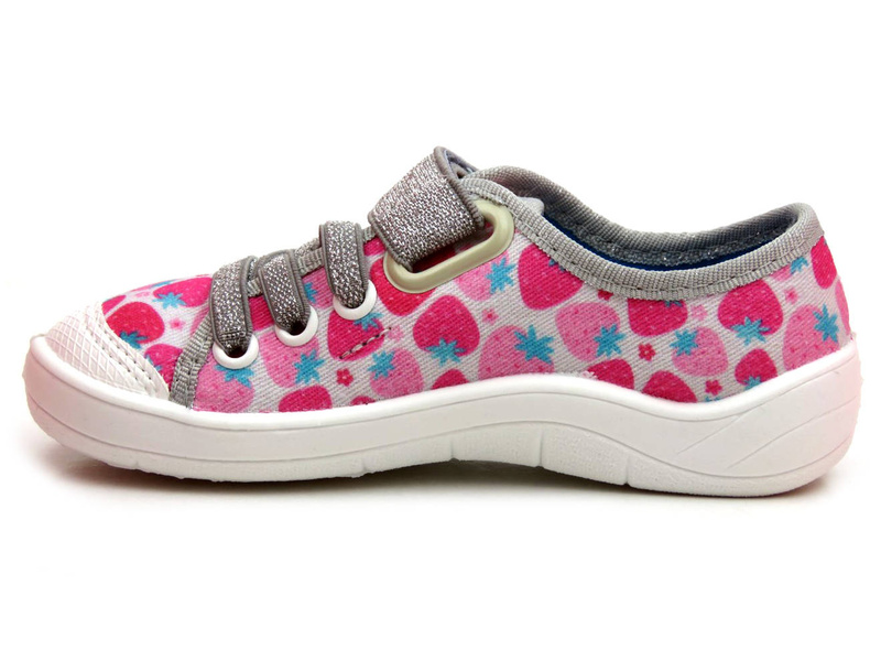 Buty dziecięce, trampki BEFADO 251X190, białe w truskawki