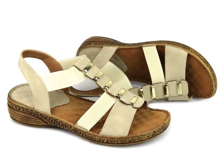 Sandałki damskie z gumkami - Evento 22SD35-4940, beżowe