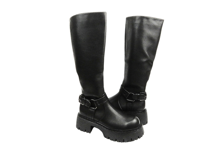 Wysokie Kozaki Damskie Na Platformie VENEZIA G002LEBLOBZ006 Czarne Na Zamek