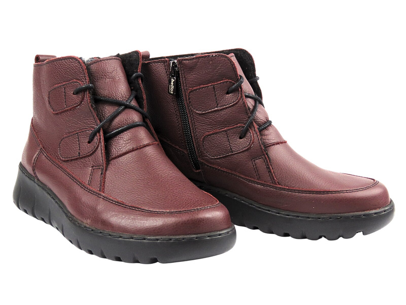 Botki damskie polskiej marki HELIOS Komfort 795, bordowe