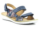 Skórzane sandały damskie na rzepy - Helios Komfort 794S, granatowe