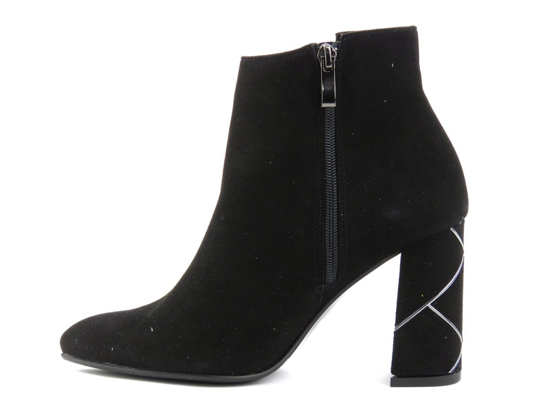 Skórzane botki damskie na ozdobnym obcasie - Kordel Paula6, czarne