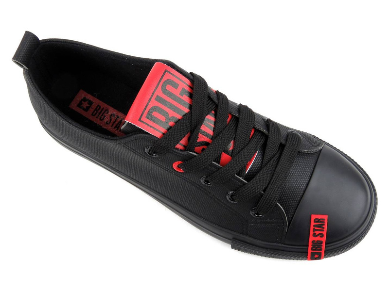 Czarne trampki damskie z czerwonymi wzorami - BIG STAR JJ274164