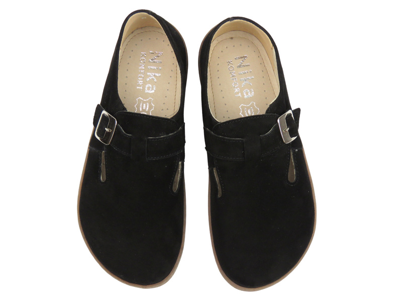 Barefoot skórzane minimalistyczne półbuty damskie czarne Nika Komfort 1453