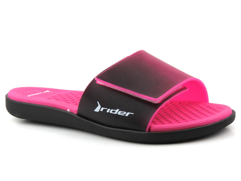 Sportowe klapki damskie z regulacją szerokości - RIDER 83170, czarno-różowe