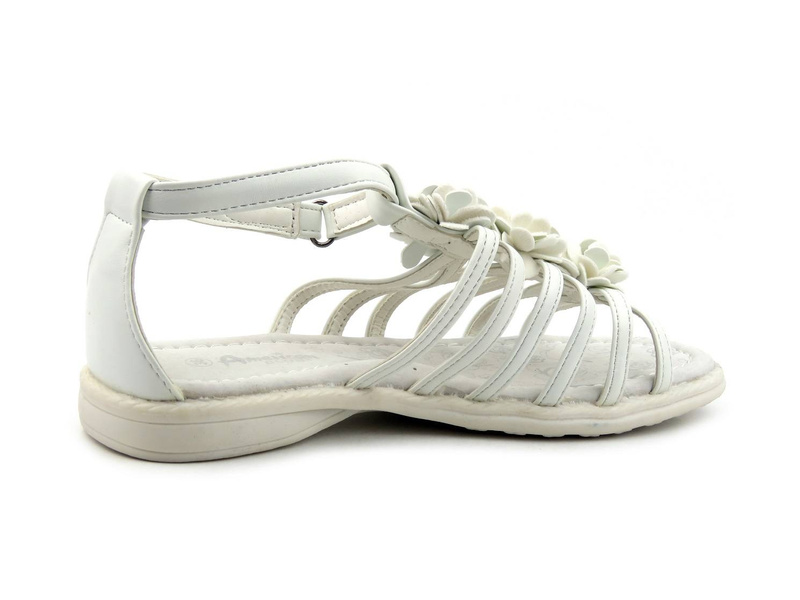 Eleganckie sandały damskie ze skórzaną wkładką - AMERICAN CLUB XDB2127153A, białe