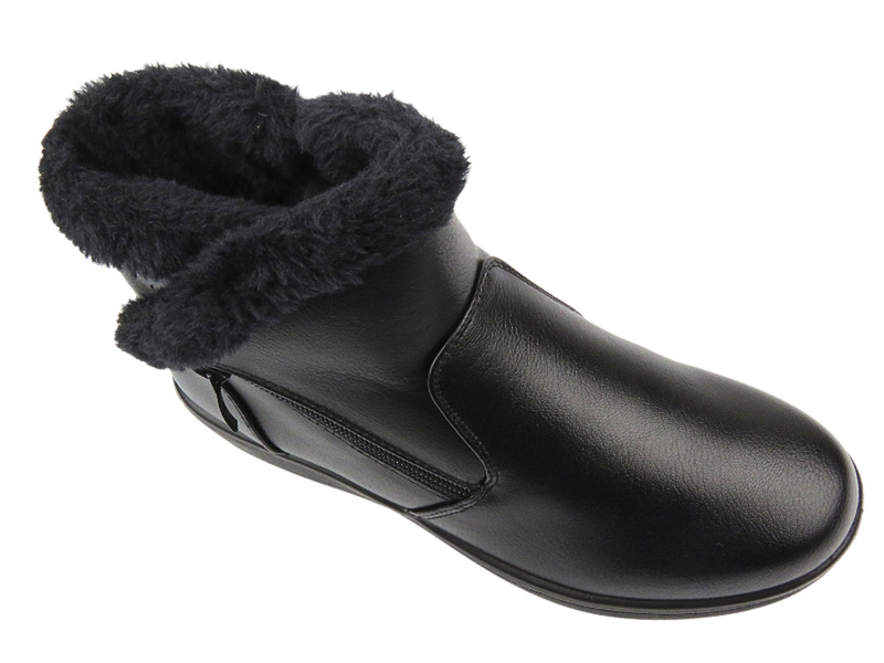 Ciepłe botki damskie - Unisoft 24BT02-7980, czarne