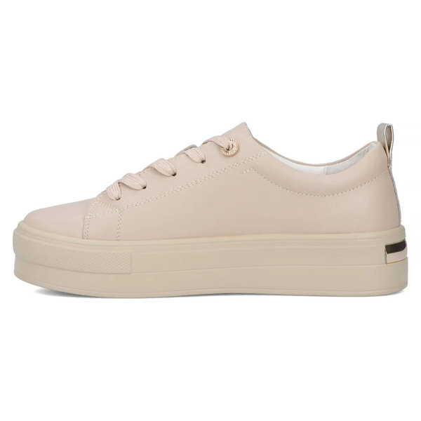 Skórzane sneakersy damskie na platformie - Filippo DP3533/24, beżowe