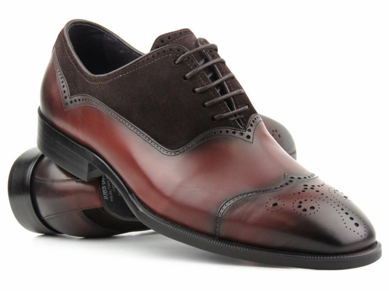 Eleganckie półbuty męskie, caponki - JOHN DOUBARE QA520-C3-F237, brązowe
