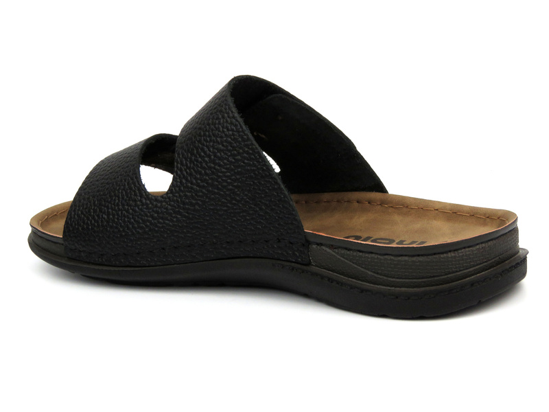 Skórzane klapki męskie - INBLU GV-02I, czarne