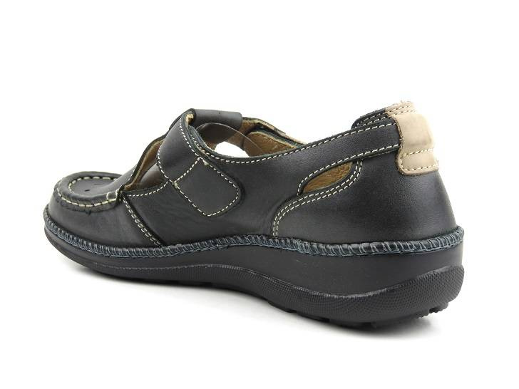 Ażurowe półbuty damskie grafitowe podeszwa 6 cm Helios Komfort 622