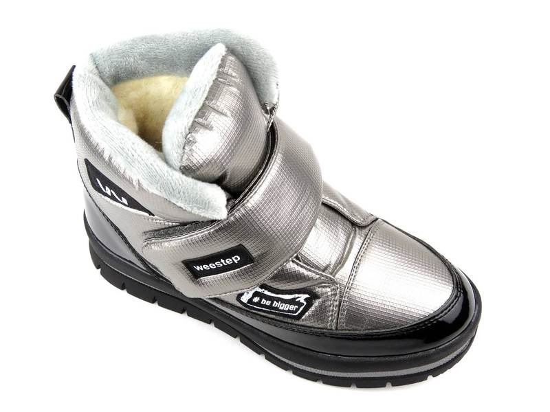 Ciepłe śniegowce dziecięce na rzep - WEESTEP R531858811TH, srebrne