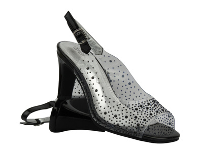 Sandały damskie z silikonową cholewką - Potocki 25-43317, czarne