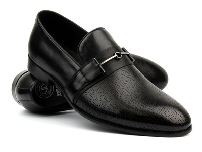 Eleganckie mokasyny, półbuty męskie JOHN DOUBARE V968-109-T1, czarne