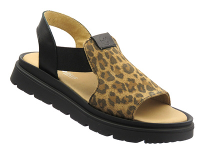 Sandały damskie skórzane panterka Helios Komfort 157