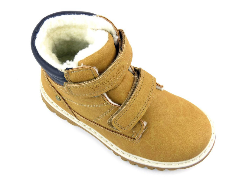 Trzewiki, buty zimowe dziecięce - WOJTYŁKO 21012, brązowe
