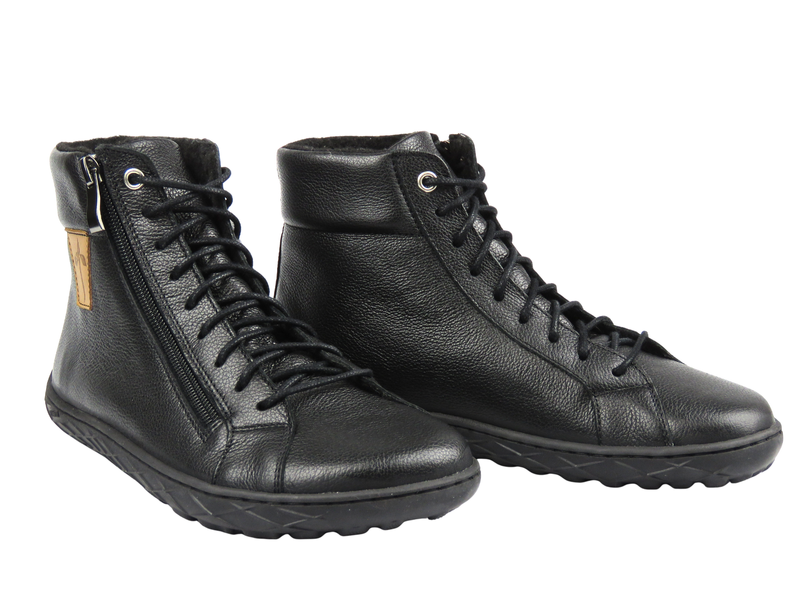 Barefoot skórzane minimalistyczne botki damskie czarne lico Nika Komfort 1443