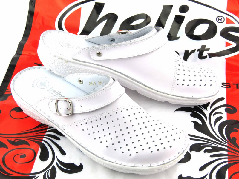 Wygodne klapki damskie sanitarne - Helios Komfort 654, białe