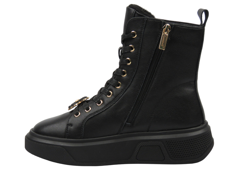 Eleganckie, ocieplane botki damskie Cambell 25-19349, czarne