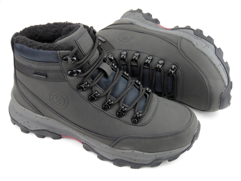 Trekkingi, buty zimowe męskie ciepłe - CROSS JEANS KK1R4027C, czarne