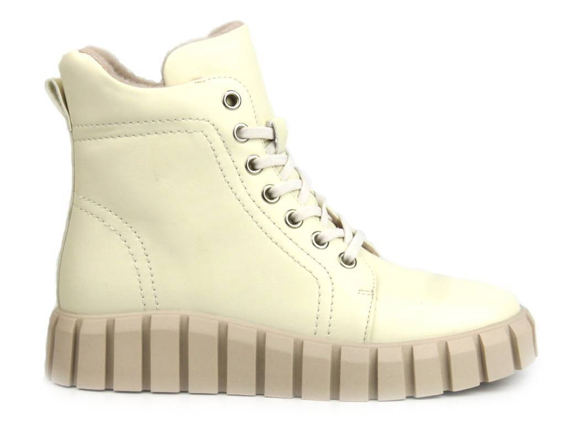 Ocieplane botki damskie - Potocki 23-12222, beżowe