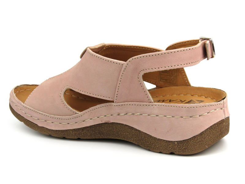 Skórzane sandały damskie - Kampa K94S2, łososiowe