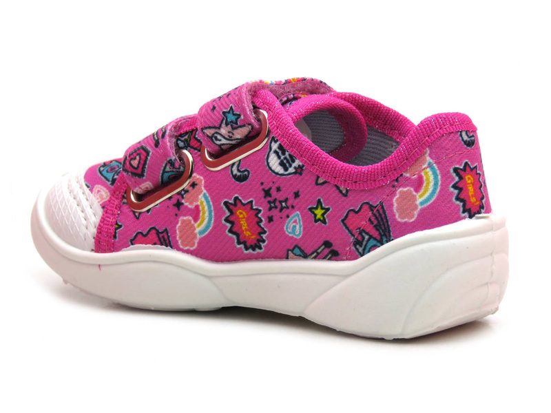 Kapcie, buty dziecięce na rzepy - Befado 907P148, różowe z motywem superbohaterów