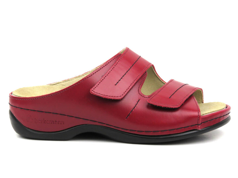 Wysokojakościowe klapki damskie na rzepy - BERKEMANN 01002-277, czerwone