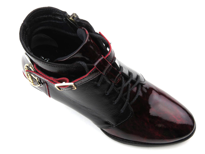 Oryginalne botki damskie na niskim obcasie - MACIEJKA 5743A-23, bordowe