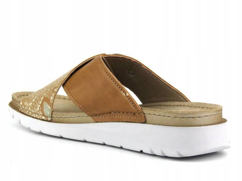 Klapki damskie z klamrą - INBLU CN-32, brązowe