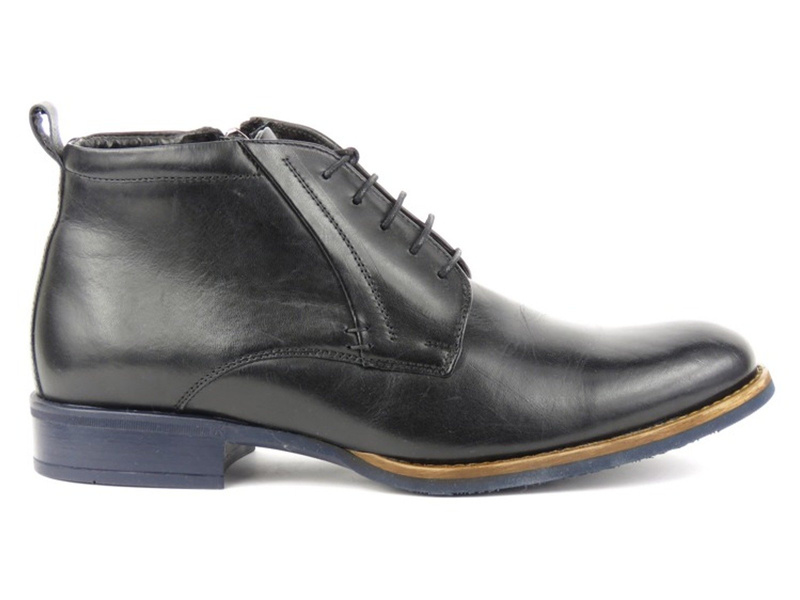 Eleganckie trzewiki męskie z polarem - Conhpol 4974, czarne