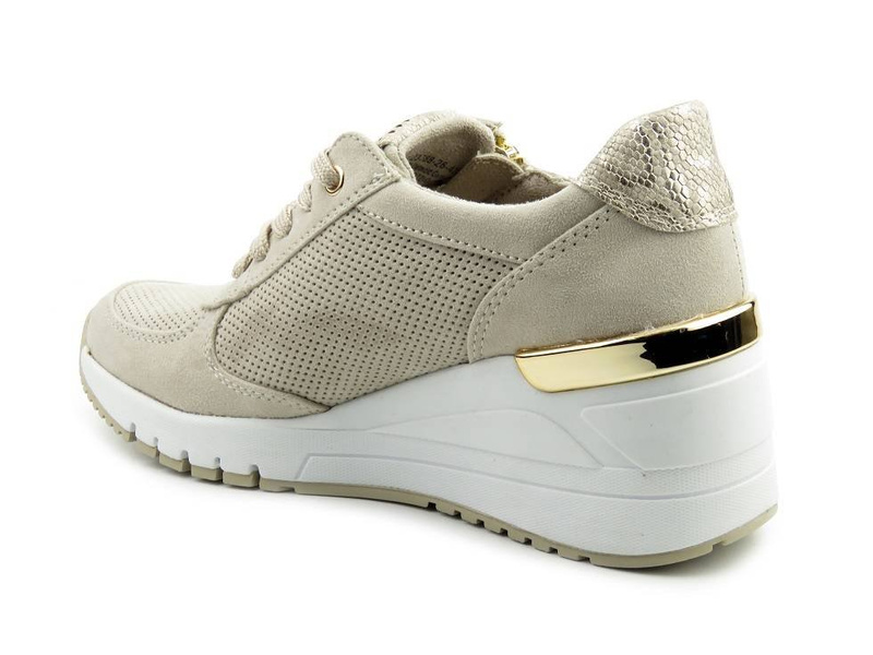Sneakersy damskie na koturnie - Marco Tozzi 2-23788-26, beżowe
