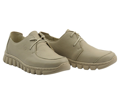 Wygodne półbuty damskie skórzane ecru Helios Komfort 403