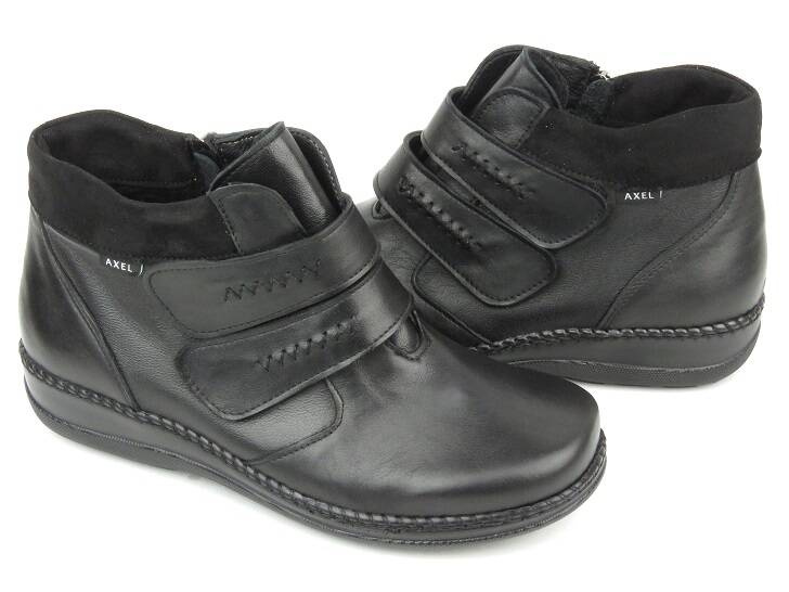 Botki damskie tęgość (H) - AXEL 4379, czarne