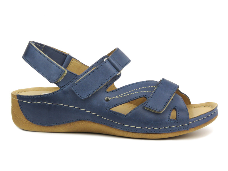 Wygodne sandały damskie skórzane - Pollonus 0773, niebieskie