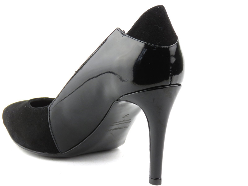 Ekstrawaganckie czółenka na szpilce - Conhpol Bis B-4107, czarne