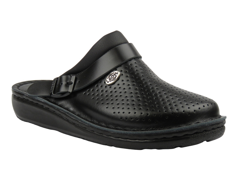 Skórzane Klapki Męskie Leon 300M czarne