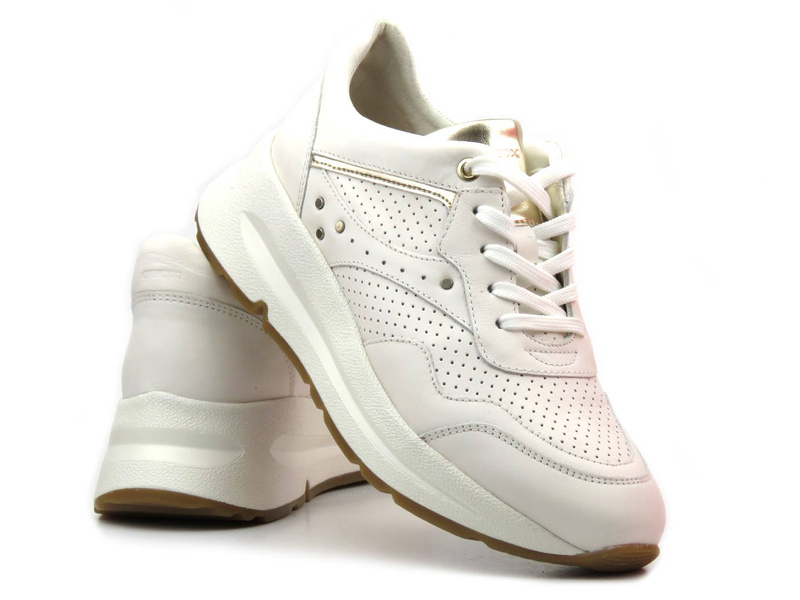 Sneakersy damskie ze skóry naturalnej - GEOX Respira D25FLA, białe