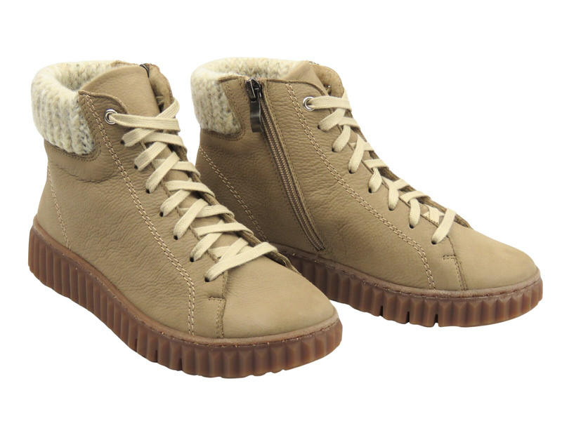 Skórzane trzewiki, trapery damskie - Nika Komfort 1432 taupe