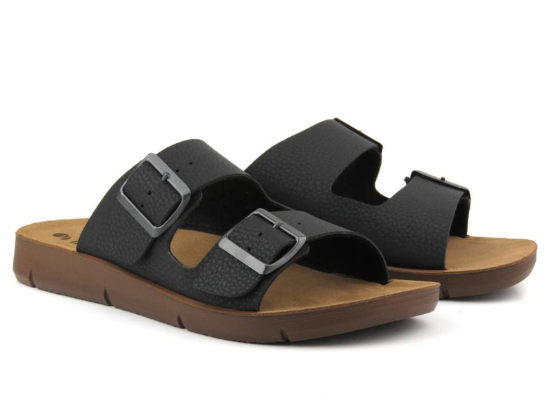 Klasyczne klapki męskie na dwie klamry - INBLU CM-28, czarne