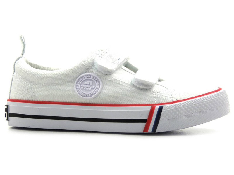 Dziecięce trampki zapinane na rzepy - AMERICAN CLUB LH 63/22, białe