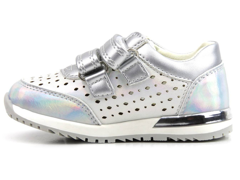Sneakersy dziecięce z wycięciami w cholewce - WEESTEP R817633315, srebrne