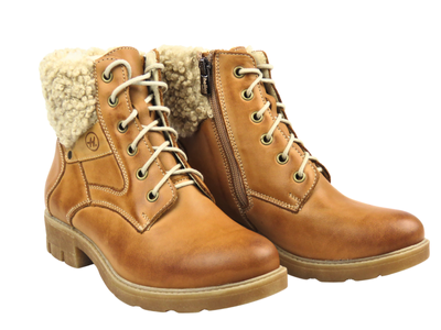 Skórzane trapery damskie Helios Komfort 565, brązowe