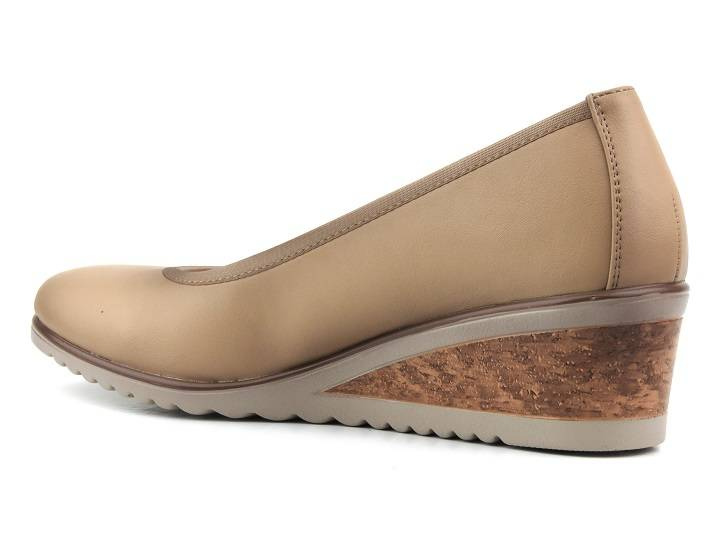 Półbuty, czółenka damskie na koturnie - Potocki 23-10523BG, beżowe