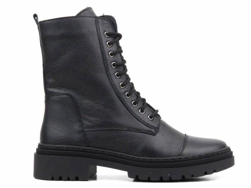 Ciepłe trzewiki, wysokie botki damskie - Wasak 0640, czarne